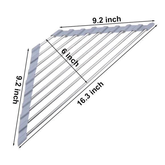 Roll-Up Triangle Dish Drying Rack Corner Sink Dish Drainer Space Saving NWT - Picture 3 of 4